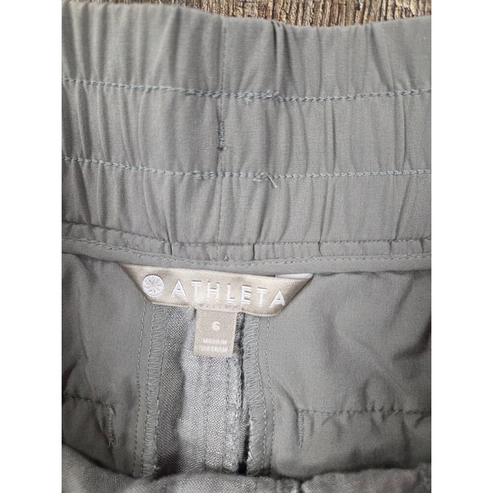 ATHLETA Cabo Linen 4" Shorts Pull On with Drawstring #405722 Gray 6 - Picture 2 of 4